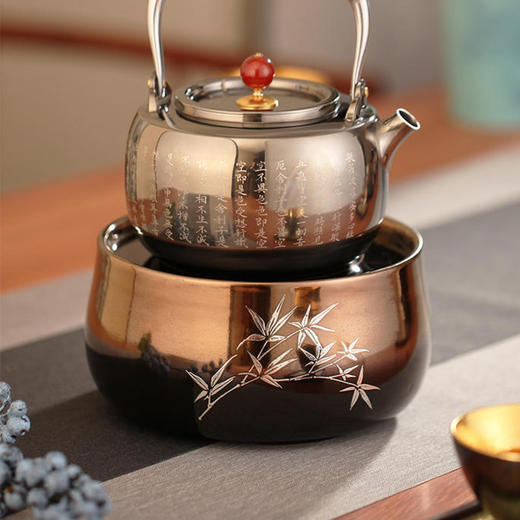 莺歌烧银竹金黑底电陶炉煮茶家用茶炉轻音茶道泡茶专用煮茶器  银竹【厂家直发】 商品图4