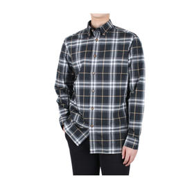 BURBERRY 博柏利 领尖扣衣领格纹棉质衬衫 男士长袖衬衫 灰白格子 8048147 B1180