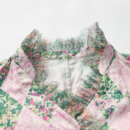 MIIDII谜底2022春新款收腰连衣裙法式田园菱形格印花221ML0088 商品图3