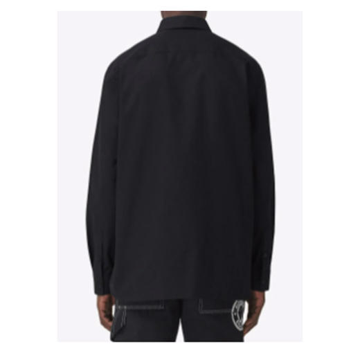 BURBERRY 博柏利 字母图案领尖扣衣领棉质衬衫 男士长袖衬衫 黑色 8048118 A1189 商品图3