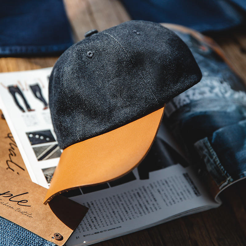 工装秒杀 美式复古牛仔鸭舌棒球帽子防汗可调节遮阳拼接弯檐帽男潮