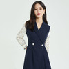 PRICH2022春季新款气质设计感小众职场拼接V领西装连衣裙PROWC1203M 商品缩略图3