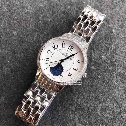 2017日内瓦表展新款积家约会系列大月相女士腕表，34x11mm，西铁城9015改cal.935A自动机械机芯，316精钢表壳，蓝宝石镜面，钢带或皮带可选，折叠扣，防水30米 商品图5