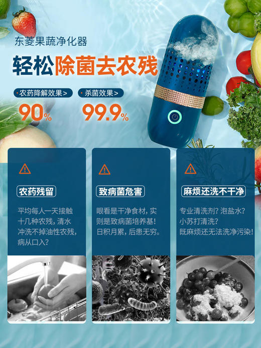 东菱胶囊果蔬净化器食材清洗机家用杀菌便携无线除农残自动洗菜机 商品图1