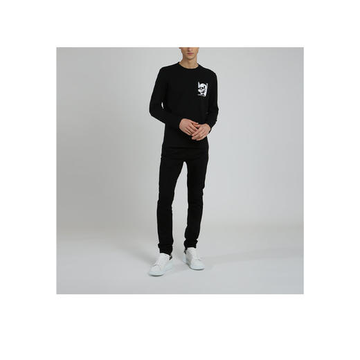 ALEXANDER MCQUEEN 亚历山大.麦昆 男士棉质骷髅印花圆领长袖T恤 黑色 682524 QSZ69 0901 商品图0