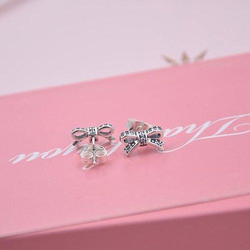 PANDORA/潘多拉 女士925银蝴蝶结耳钉290555CZ 银色 商品图3