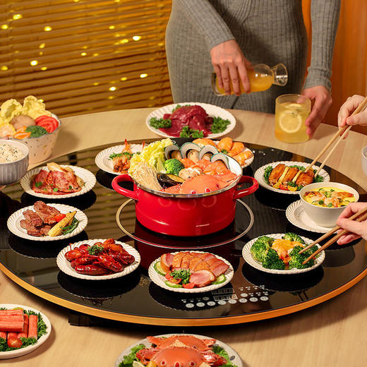积米圆形饭菜保温板家用暖菜板热菜板加热旋转盘餐桌多功能神器园形手动8个菜园形手自动12个菜方形6个菜方形8个菜 商品图5