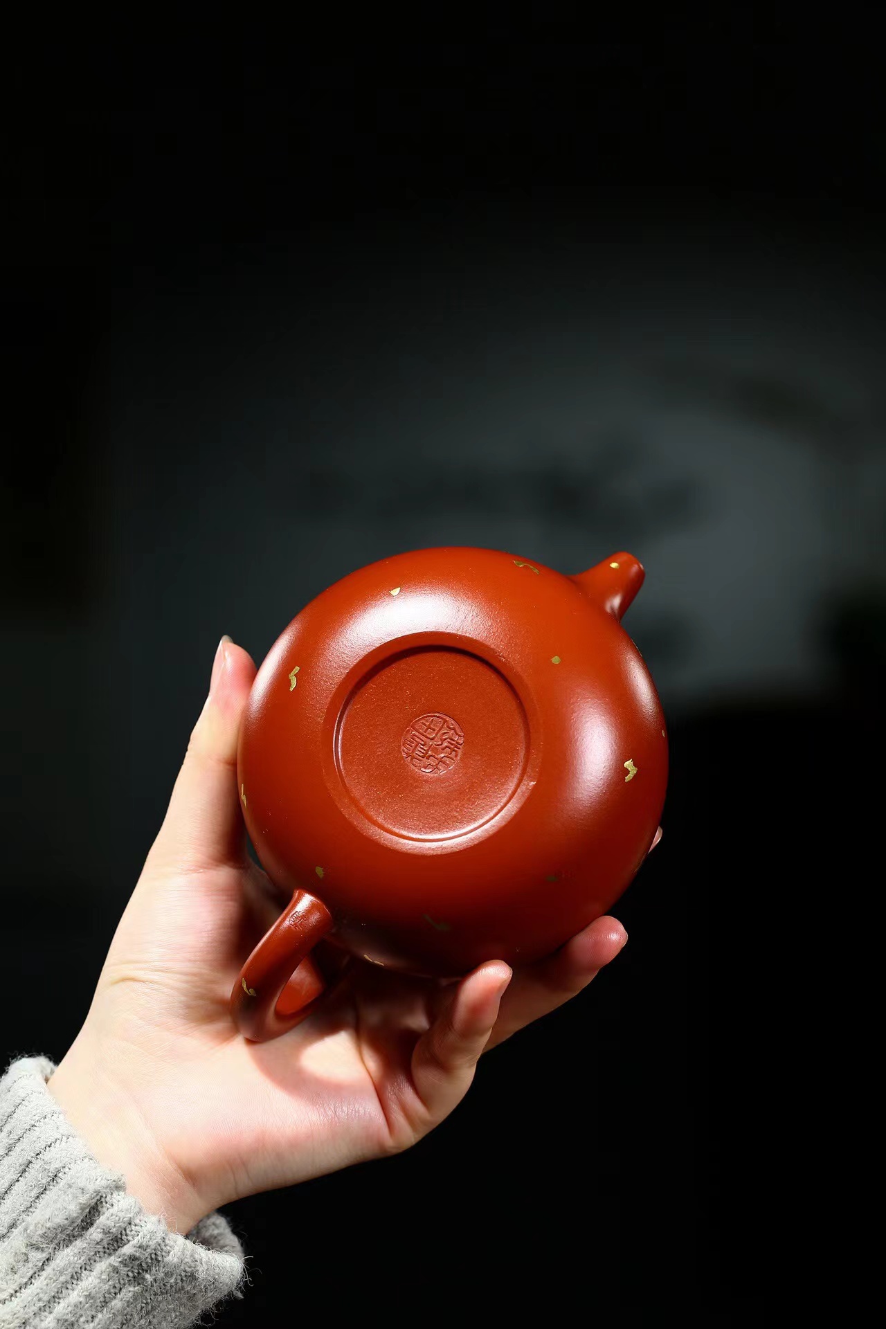 【年货节】精品全手工大红袍洒金仿古紫砂壶 350cc 唐田(国工)