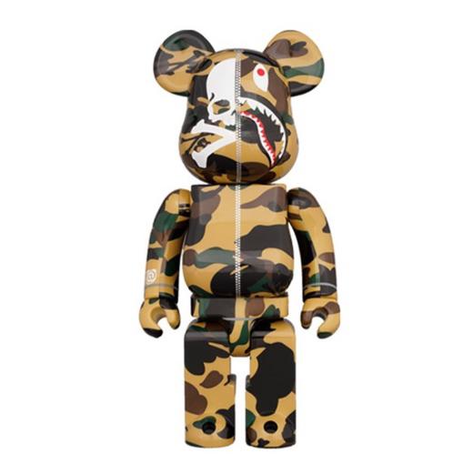 Bearbrick Bape×Mastermind联名 黄迷彩 1000% 商品图0