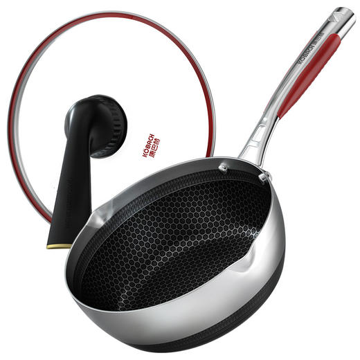 康巴赫第五代煎锅小资锅不粘锅316L不锈钢烛刻双面蜂窝平底炒菜锅少油烟新款5代电磁炉燃气灶通用炒煎锅 商品图9