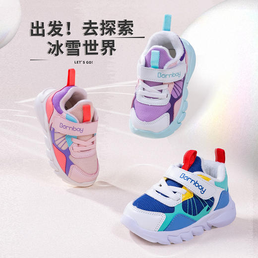 贝贝怡儿童运动鞋秋冬男童加绒冬鞋女孩休闲鞋子保暖214X338 商品图0