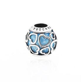 PANDORA/潘多拉 时尚心形花纹蓝色串珠 792036NBS