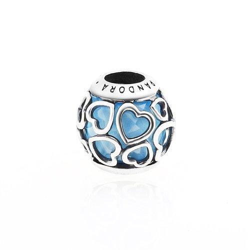 PANDORA/潘多拉 时尚心形花纹蓝色串珠 792036NBS 商品图0