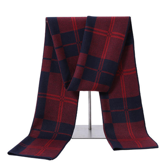 【男士围巾】-秋冬男士加厚保暖格子双面可带商务针织仿羊绒围脖 商品图2