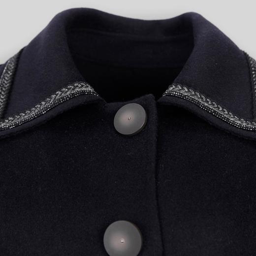 LH922斯尔丽瑟俪2021冬新款方领织带通勤外套H型中长羊毛大衣女 商品图4