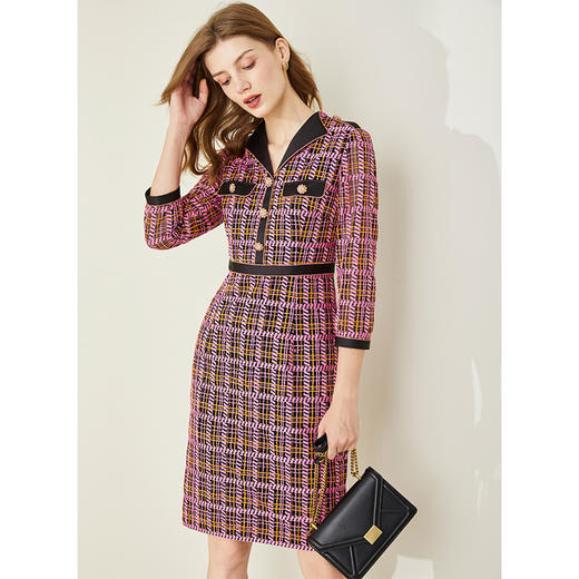 NC82A斯尔丽瑟俪2021秋季新款七分袖气质优雅时尚连衣裙 商品图0