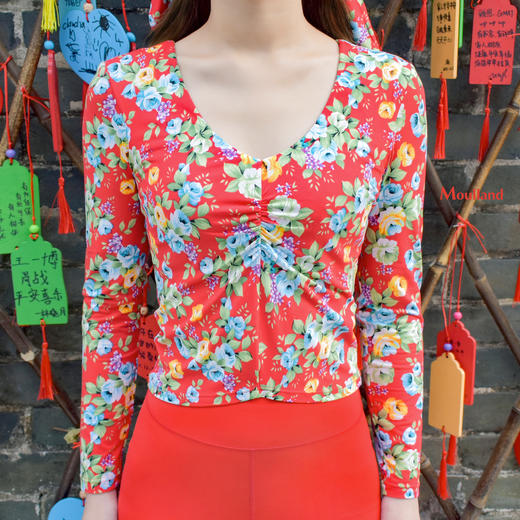 爆款好货 V领长袖-大红牡丹 商品图4