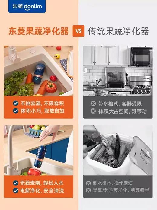 东菱胶囊果蔬净化器食材清洗机家用杀菌便携无线除农残自动洗菜机 商品图3