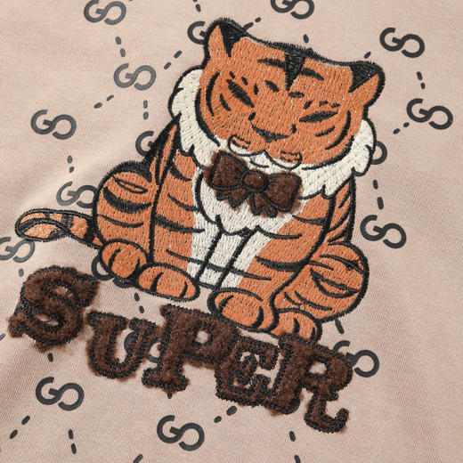 Lagogo拉谷谷2022春新款驼色圆领套头宽松显瘦卫衣女长袖休闲上衣LAEE411A01 商品图2