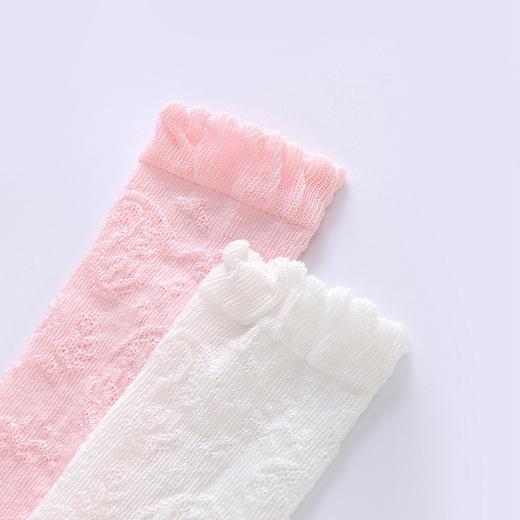 英氏22春季新款婴儿长筒袜宝宝2双装过膝花边松口袜YIWHJ02046A 商品图2