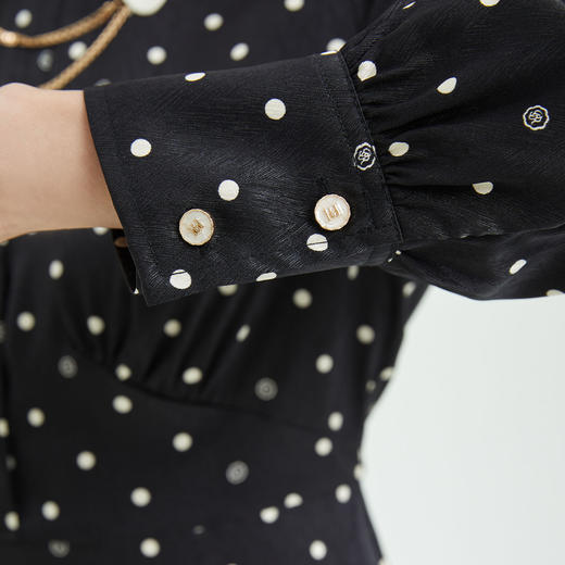 PRICH2022春季新款设计感小众可拆卸装饰链条波点连衣裙PROWC1204M 商品图3