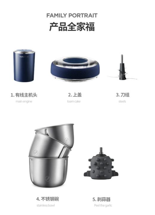 来自英国的创意小家电 「摩飞」摩飞经典款套娃式绞肉机 ‖ 采用350W纯铜电j6秒速成肉馅  S型双层四刀+仿手工摔打 三道扰流设计 智能剥蒜 配套3个料理碗不串味 不易刮花好清洗  可做辅食 更安心 商品图14