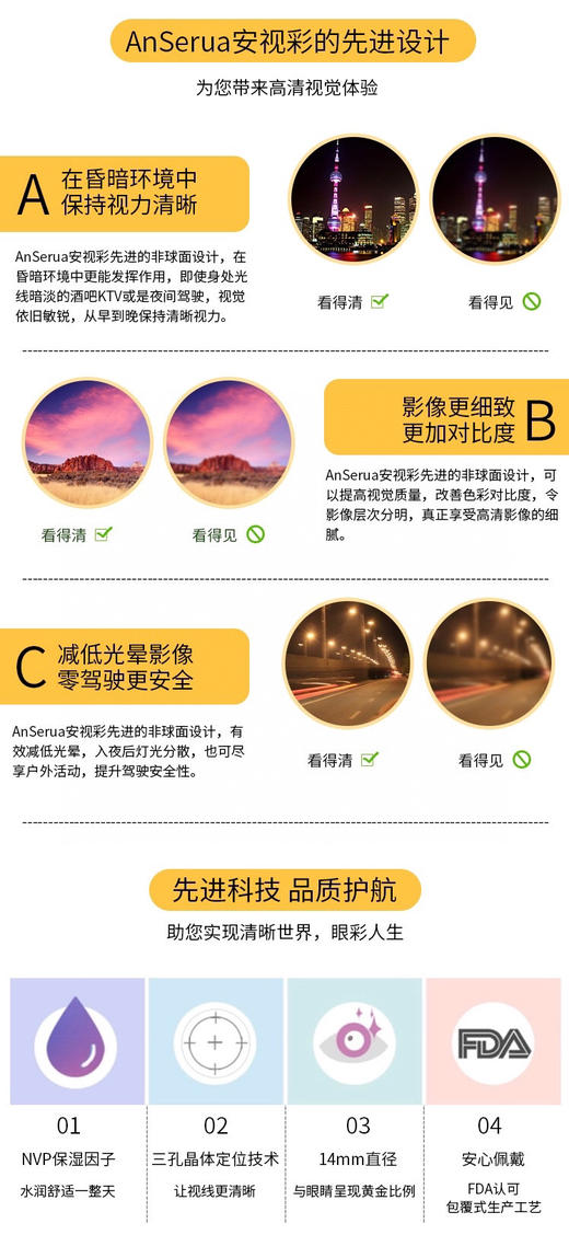 【年抛】安视彩 anserua 全系列 三孔矫正片| 小直径美瞳 |【同品牌多副更划算,选款完整色板在详情页】 商品图2