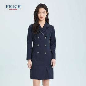 PRICH2022年春季新款气质优雅翻领职场A字西装式连衣裙PROWC1101E