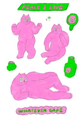 whatever『PINKCAT贴纸』｜一套两张