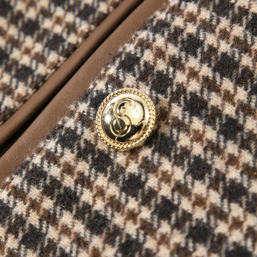 Lagogo拉谷谷2022新款西装领复古双排扣千鸟格外套女LAWW541A45 商品图3