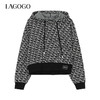 Lagogo拉谷谷2022新款连帽抽绳撞色字母印花卫衣女LAEE471A03 商品缩略图0