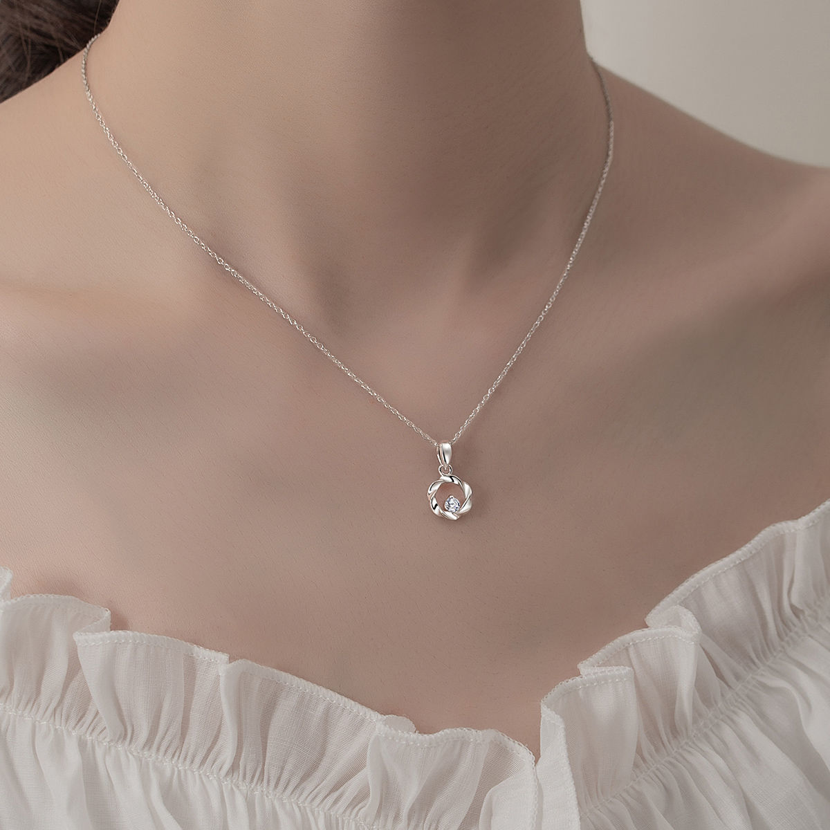 Winy999足银镜相项链送女友闺蜜节日生日礼物