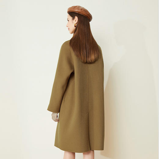 LH9K2斯尔丽2021瑟俪秋冬新款个性时尚法式利落复古流苏围巾式大衣外套 商品图4