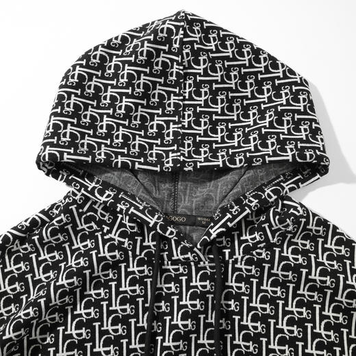 Lagogo拉谷谷2022新款连帽抽绳撞色字母印花卫衣女LAEE471A03 商品图2