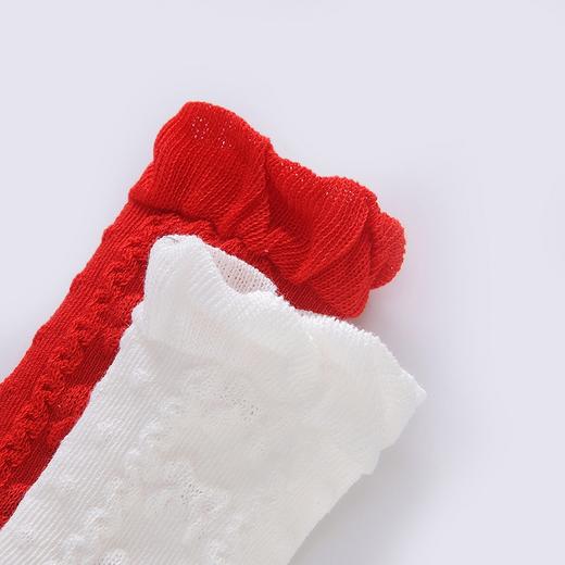 英氏22春季新品婴儿膝盖下长袜宝宝2双装花边松口袜子YIWHJ02047A 商品图2