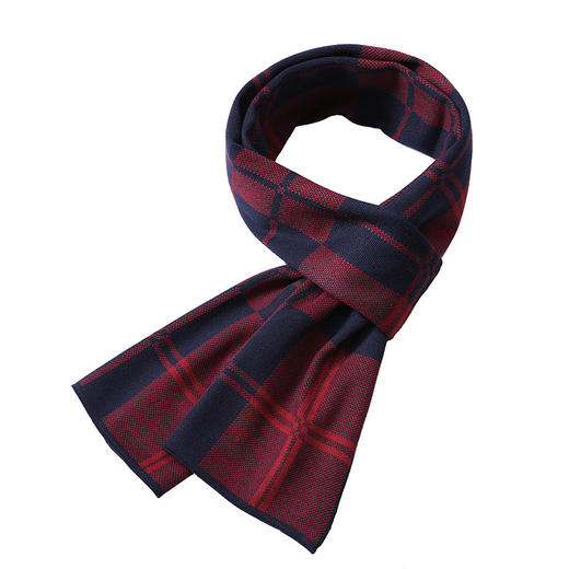 【男士围巾】-秋冬男士加厚保暖格子双面可带商务针织仿羊绒围脖 商品图1