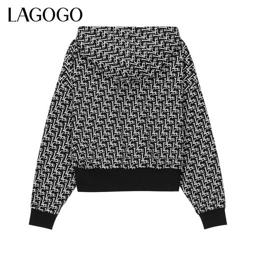 Lagogo拉谷谷2022新款连帽抽绳撞色字母印花卫衣女LAEE471A03 商品图1