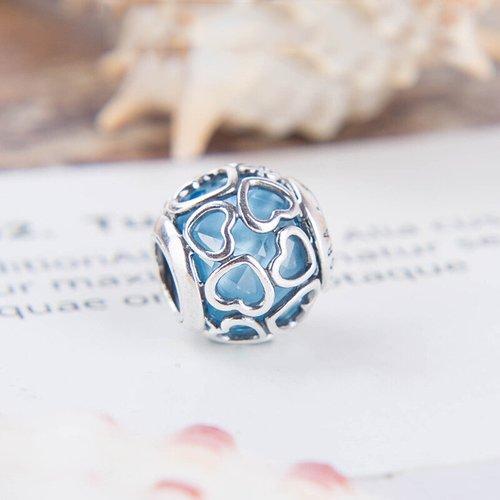 PANDORA/潘多拉 时尚心形花纹蓝色串珠 792036NBS 商品图4