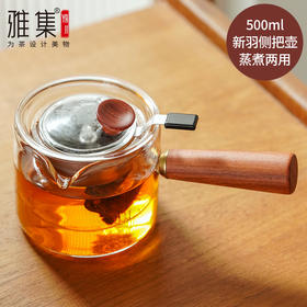 雅集茶具 耐热玻璃 蒸煮两用 新羽侧把壶 煮茶器 500ml