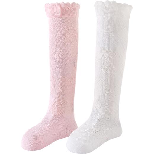 英氏22春季新款婴儿长筒袜宝宝2双装过膝花边松口袜YIWHJ02046A 商品图6