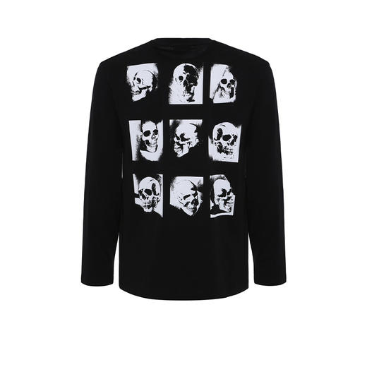 ALEXANDER MCQUEEN 亚历山大.麦昆 男士棉质骷髅印花圆领长袖T恤 黑色 682524 QSZ69 0901 商品图2