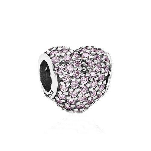 PANDORA/潘多拉 淡粉色皓石心形串珠 791052PCZ 银色/粉色 商品图0