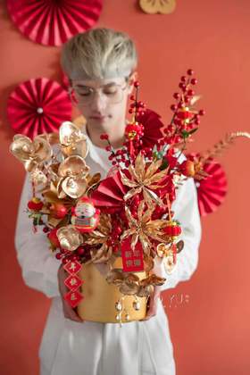 套二福桶（金色）18套/件（带發囍福贺寿字帖自带不干胶随意粘贴）