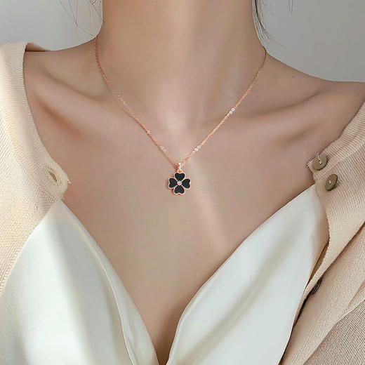 Winy999足银恋心四叶草项链送女友闺蜜节日生日礼物 商品图2