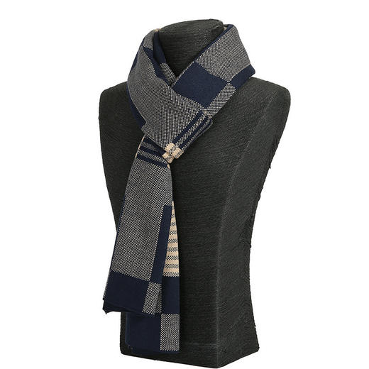 【男士围巾】-韩版冬季保暖时尚风加厚商务针织仿羊绒围脖 商品图3