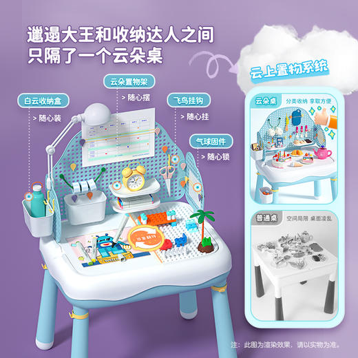 欢乐客 云朵形状多功能积木桌，洞洞置物架+可拼插大颗粒早教玩具，多种使用方法满足您的需求！ 商品图1