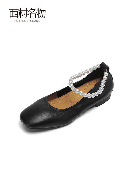 西村名物2022春季新款浅口英伦风扣带珍珠装饰玛丽珍单鞋女T22AE18851 商品图2