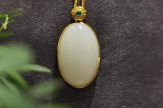 【御珠宫坊】金镶羊脂白玉吊坠 商品图0