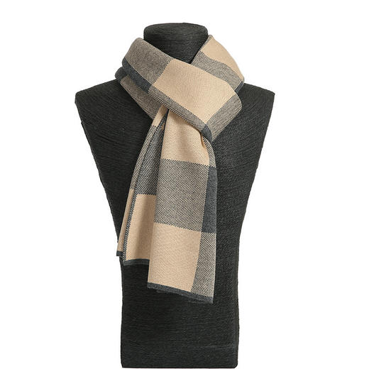 【男士围巾】-秋冬男士加厚保暖经典格子百搭商务针织仿羊绒围脖 商品图3