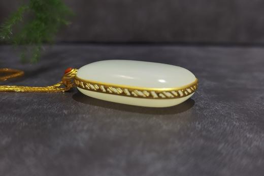 【御珠宫坊】金镶羊脂白玉无事牌 商品图5